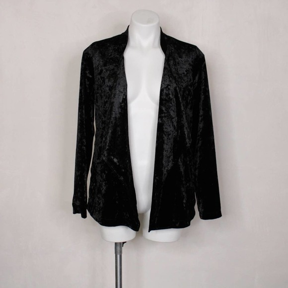 NWT Bobeau Black Velvet Open Cardigan Sweater - Picture 1 of 10